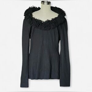 VINTAGE 60’s/70’s Susan Thomas Lions Mane Black Wool Top Size Small